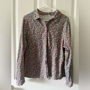 WoolOvers Floral Button Down 100% Organic Cotton / Size L